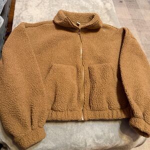 Old Navy Sherpa Fleece Jacket Brown Full Zip Women’s S